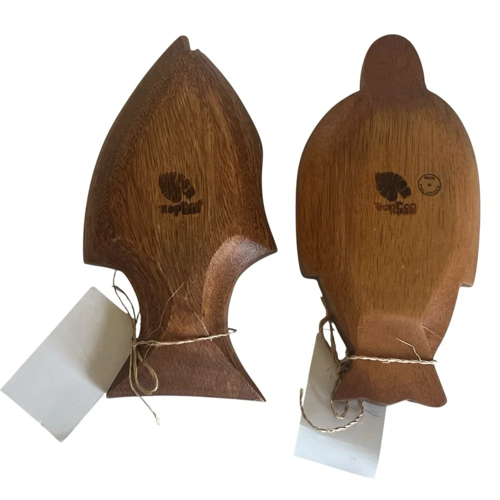 Vintage Set Of 2 Hand Carved Monkey Pod Wood Small Bowl Trinket Nut Serving Dish